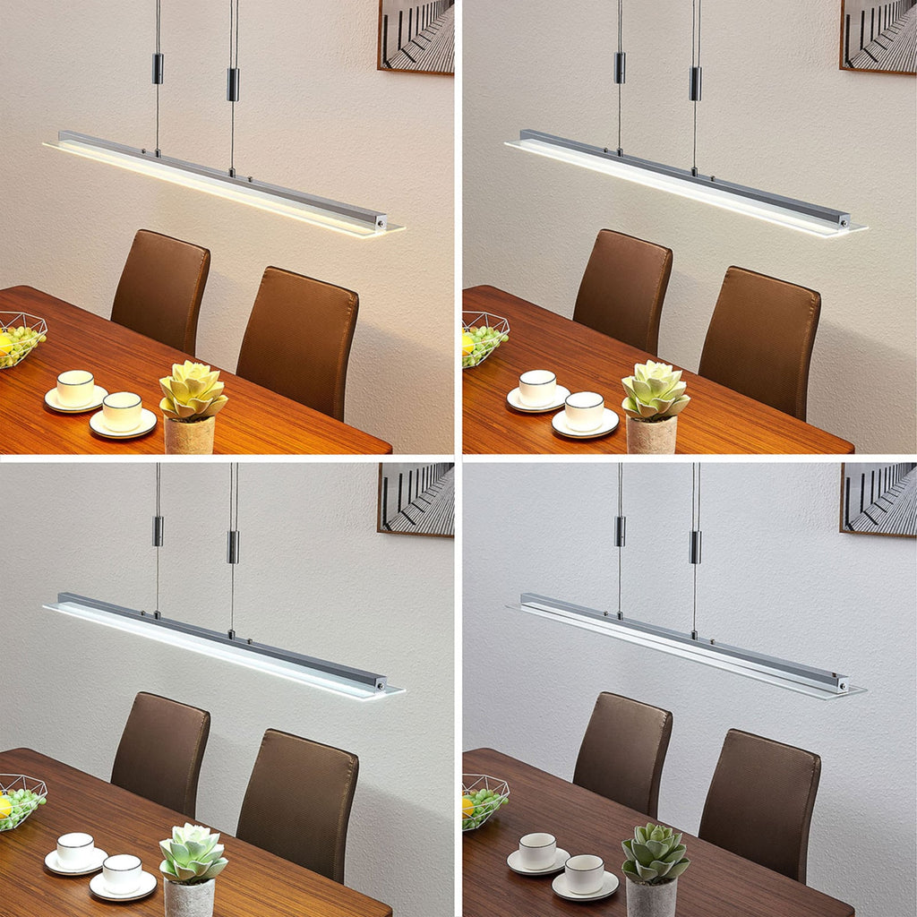 LED pendellampe Sladja krom glass CCT berøringsdimmer høydejustering