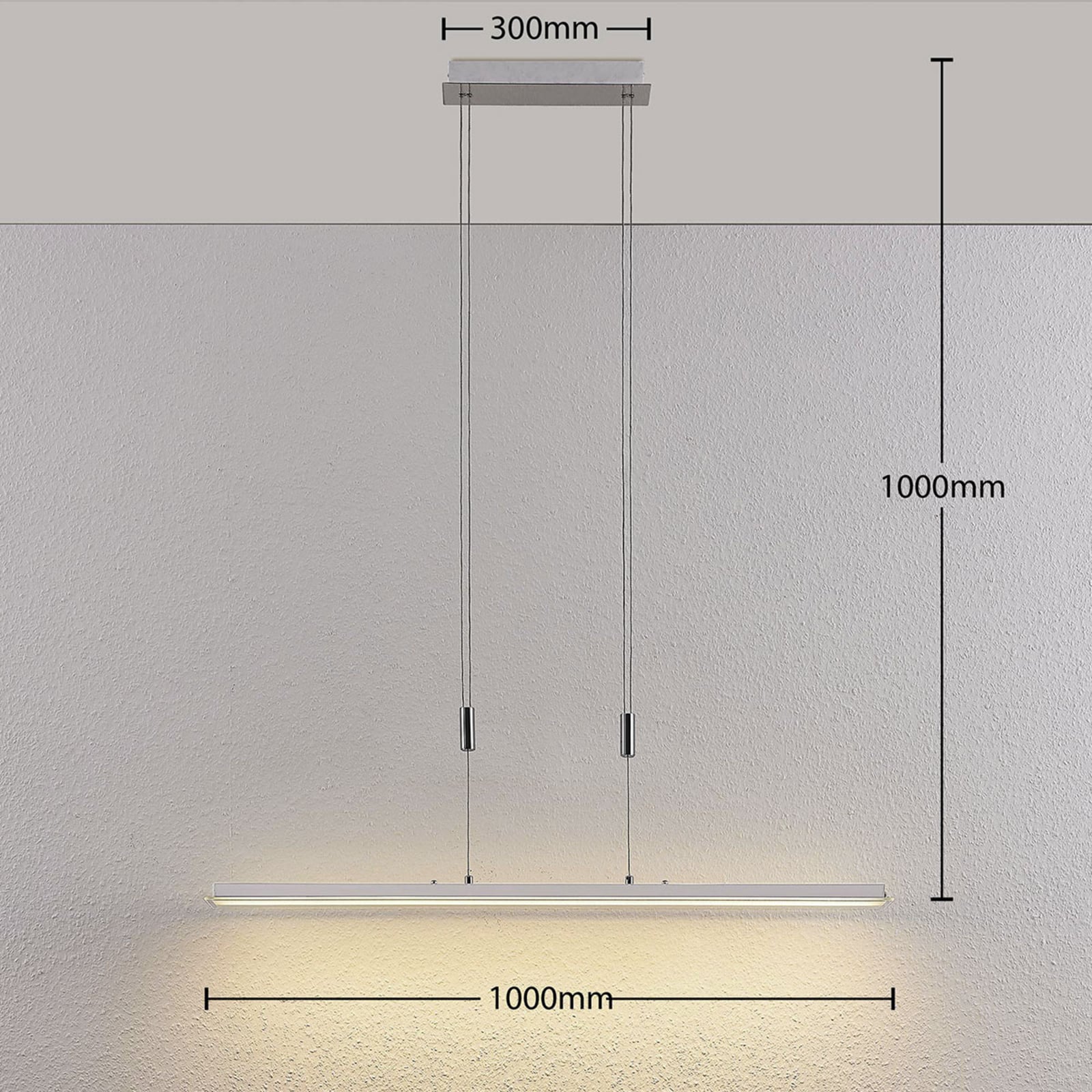 LED pendellampe Sladja krom glass CCT berøringsdimmer lysfargevalg