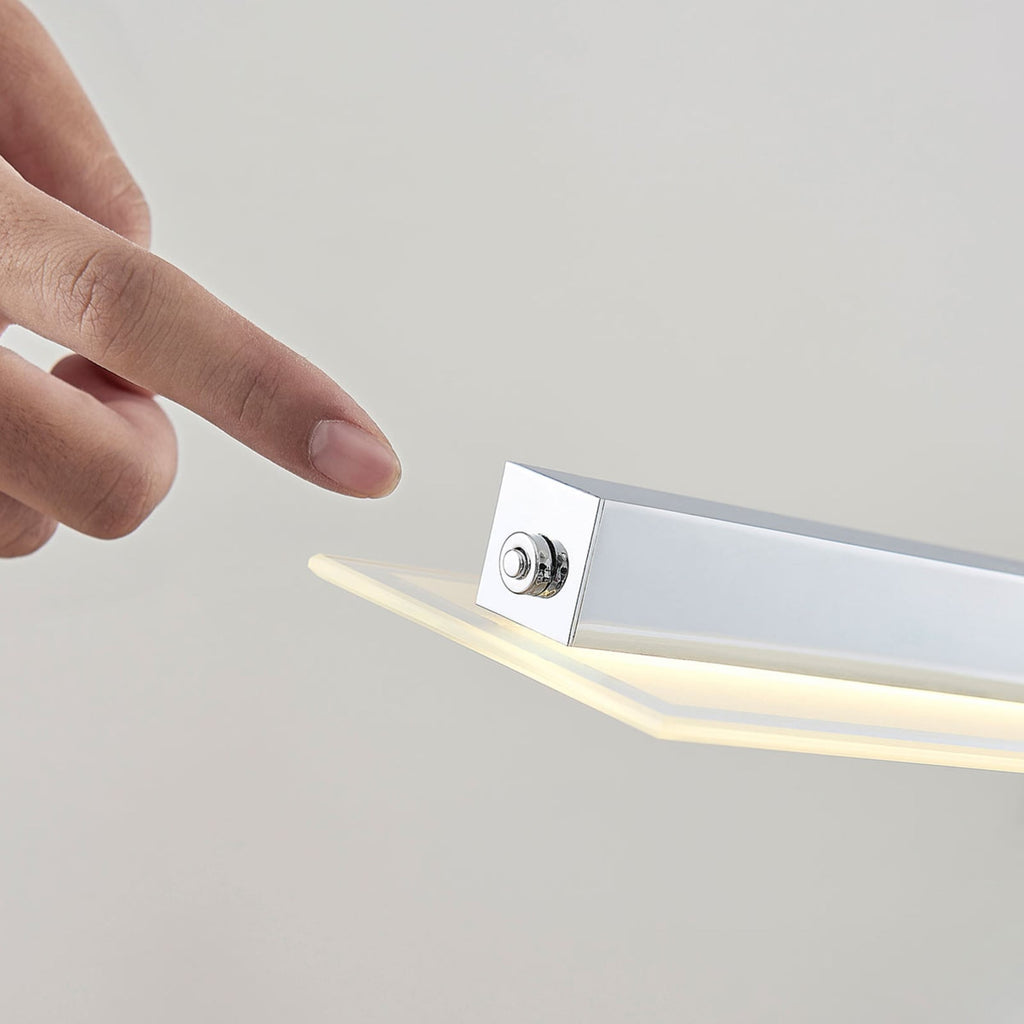 LED pendellampe Sladja krom glass CCT berøringsdimmer sideprofil