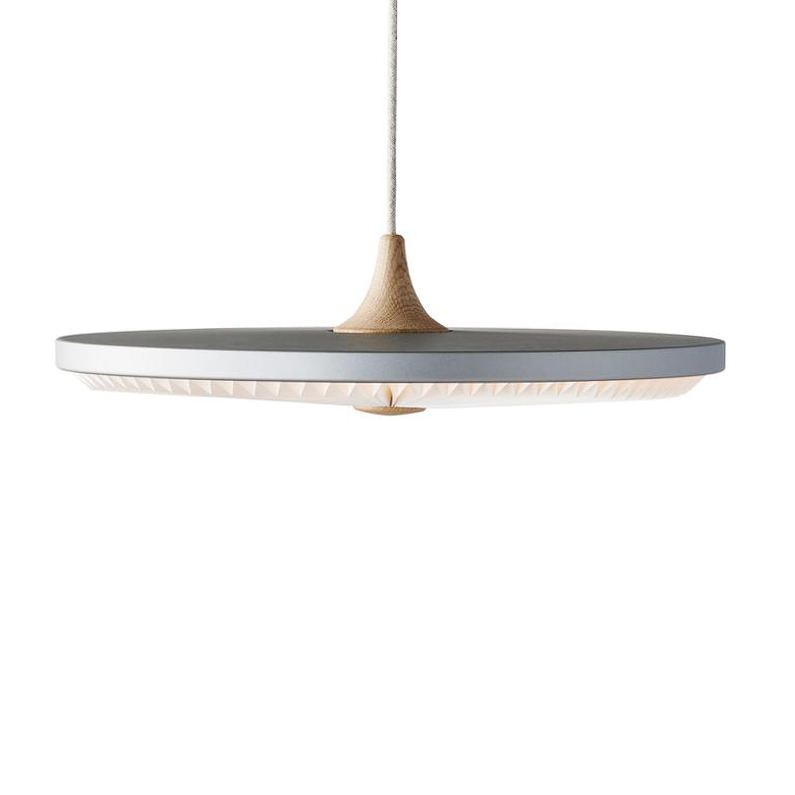 LED pendellampe Soleil aluminium tre lysgrå Ø35 cm - nærbilde av materialer