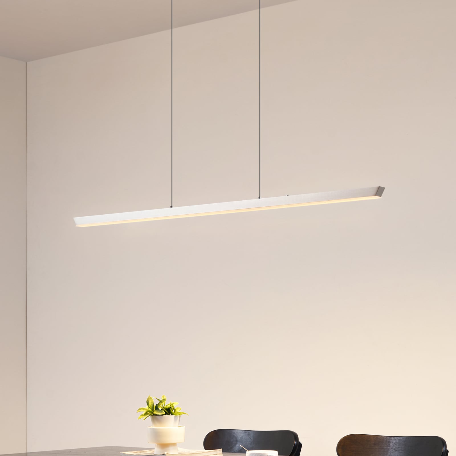 LED pendellampe Solvar sølv 117 cm forfra