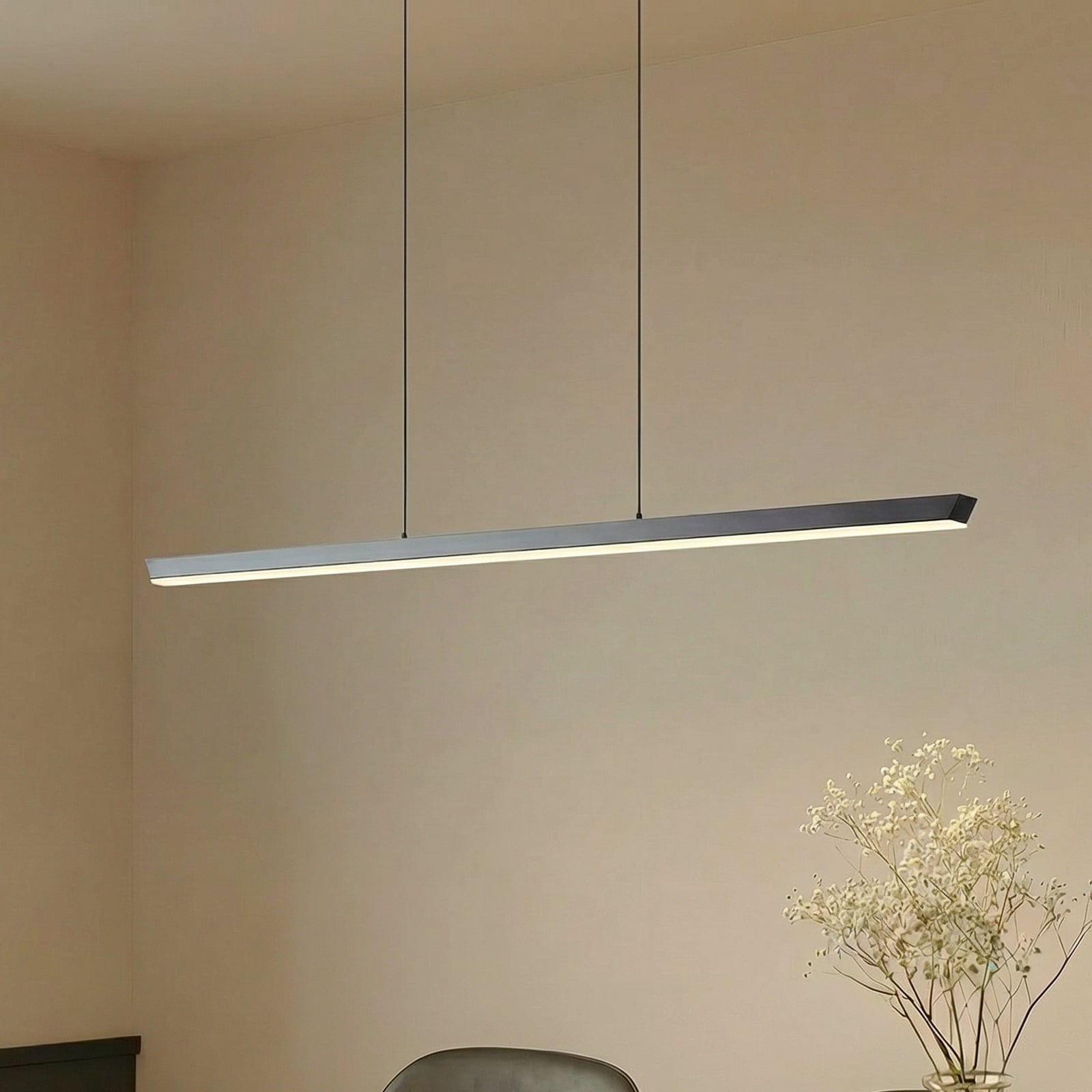 LED pendellampe Solvar svart 117 cm dimbar CCT forfra