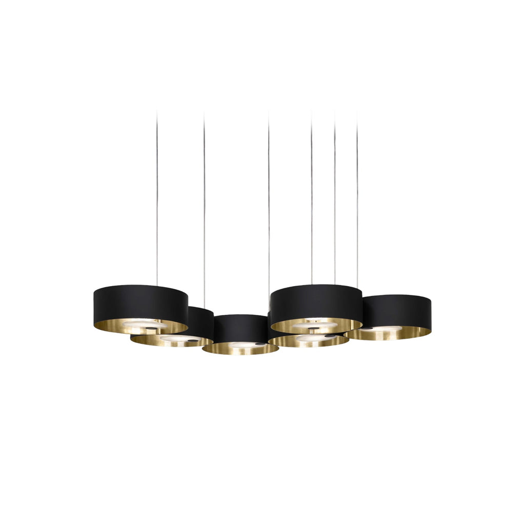LED pendellampe Sound Or6 6-lys opp/ned svart forfra