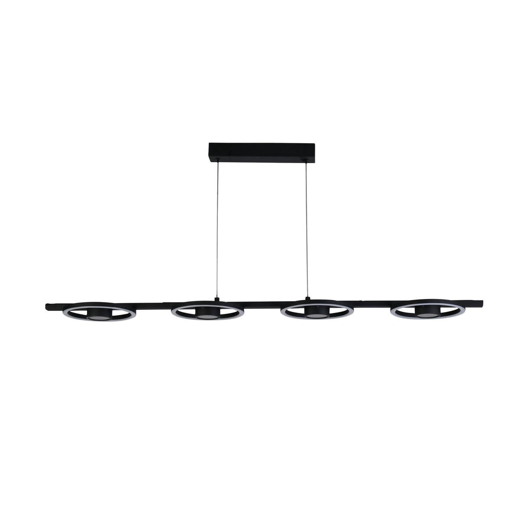 Bakside av LED pendellampe Space 4-lys svart metall 35W dimbar