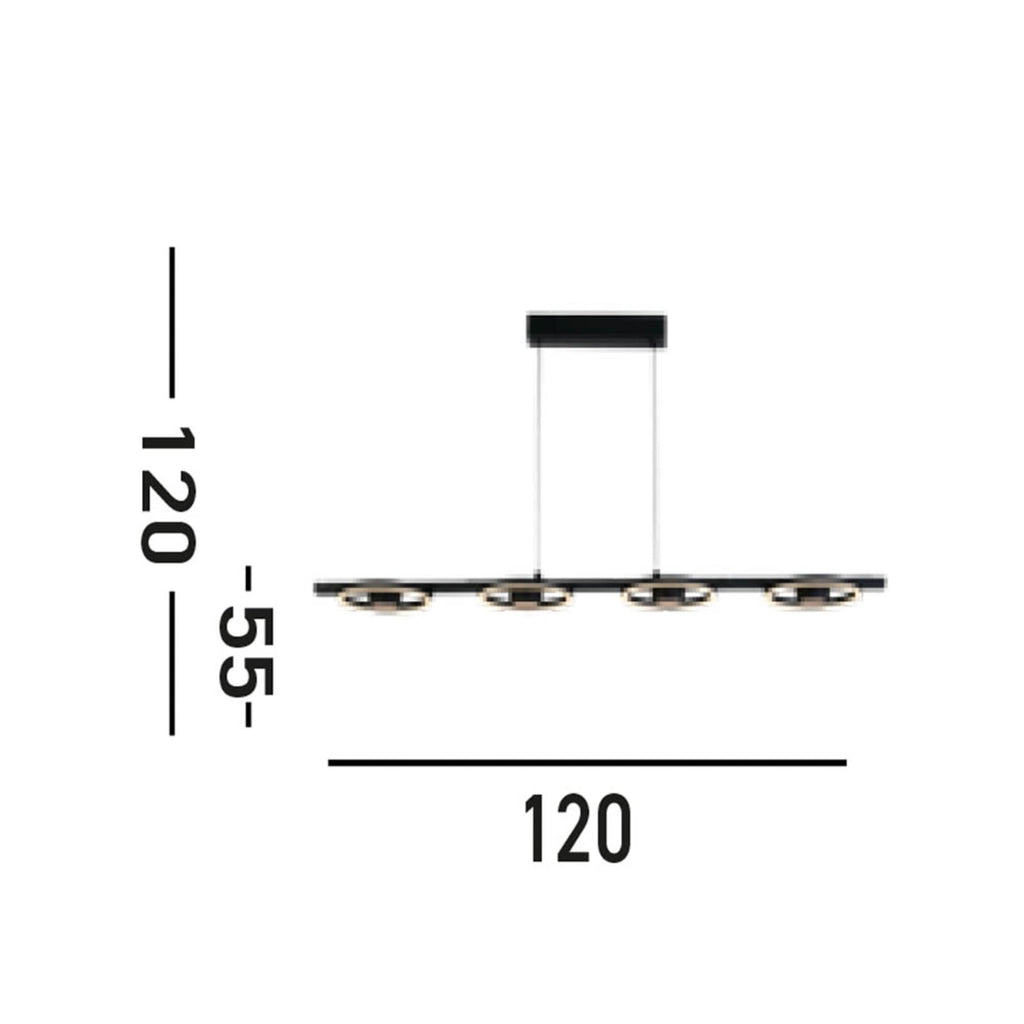 Detalj av LED pendellampe Space 4-lys svart metall 35W dimbar