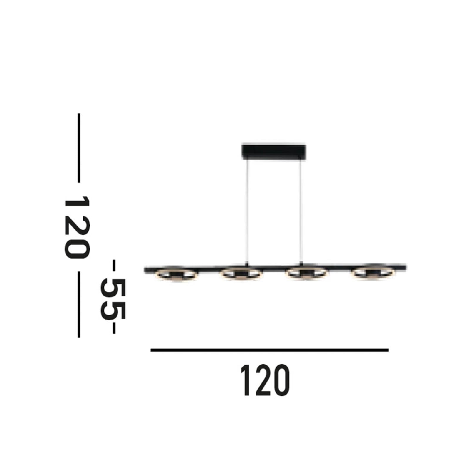 Detalj av LED pendellampe Space 4-lys svart metall 35W dimbar