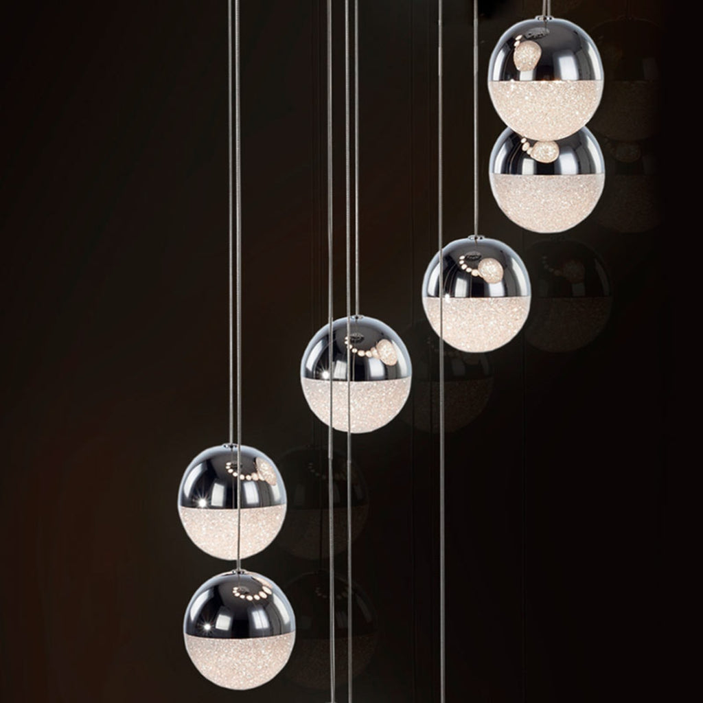 LED pendellampe Sphere 14-lys krom dimbar Bluetooth detalj