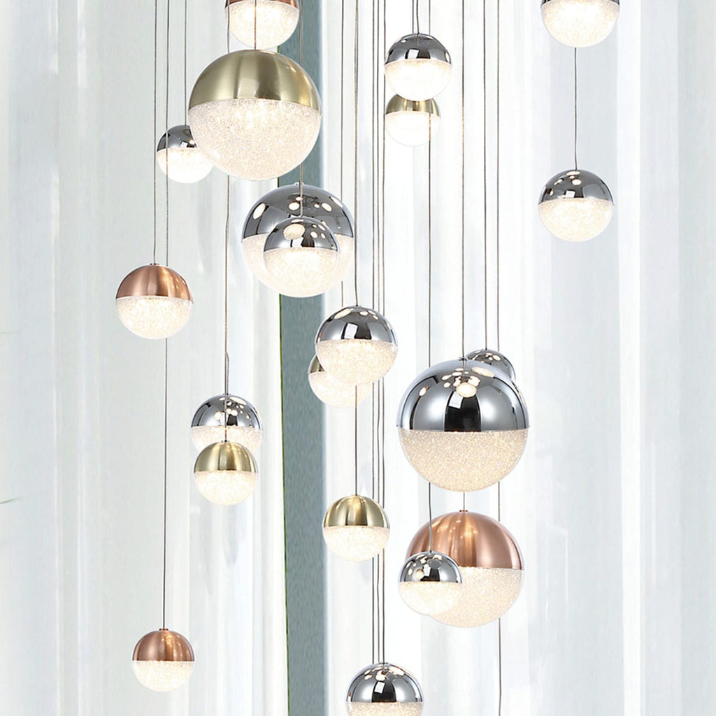 LED pendellampe Sphere 27-lys dimbar Bluetooth Ø80 cm bakside