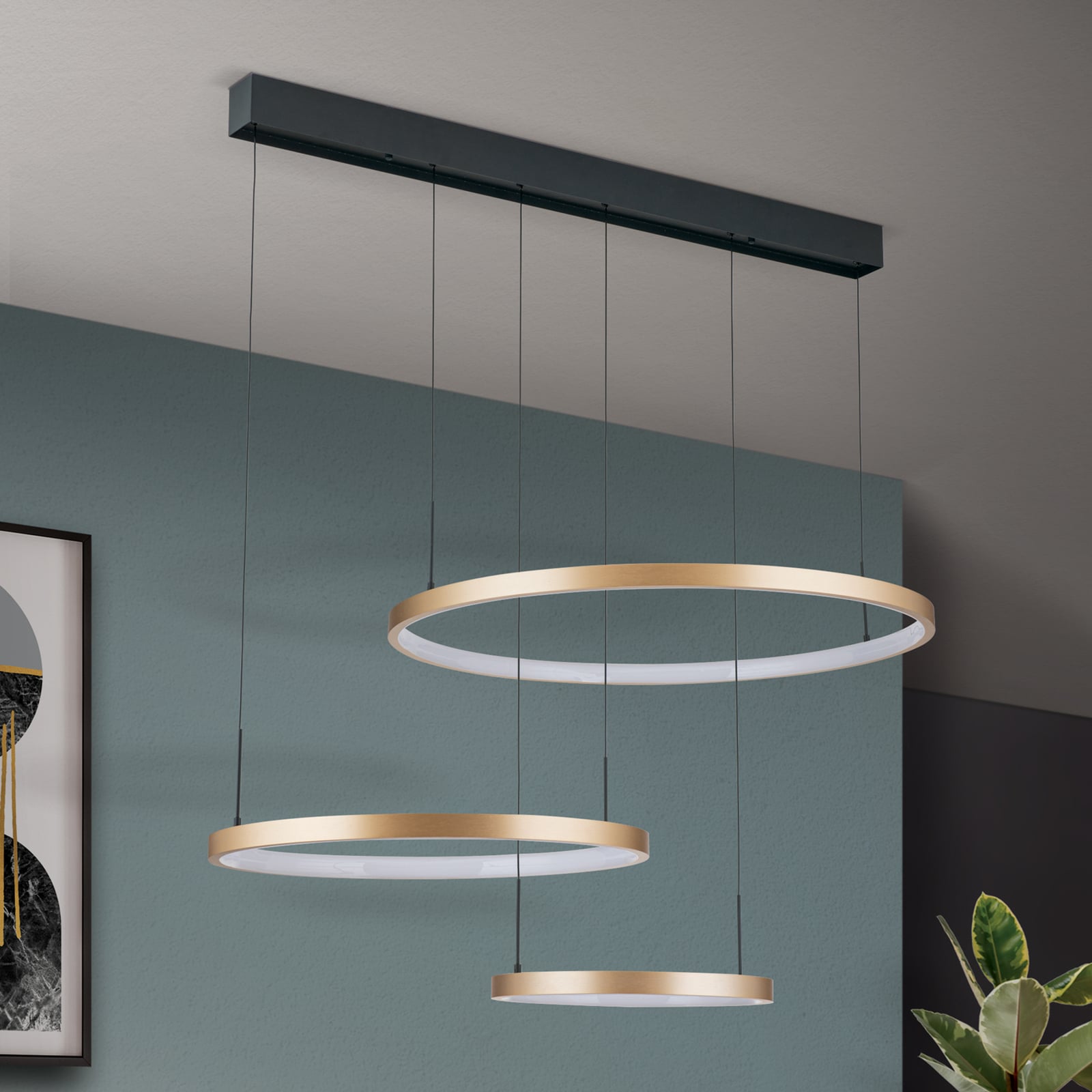 LED pendellampe Sphere 3-lys svart/gull dimbar 85W - ORION bakside