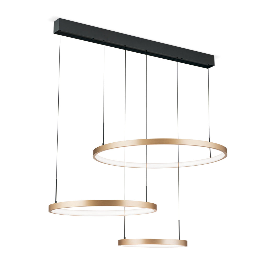 Detalj av LED pendellampe Sphere 3-lys svart/gull dimbar 85W - ORION