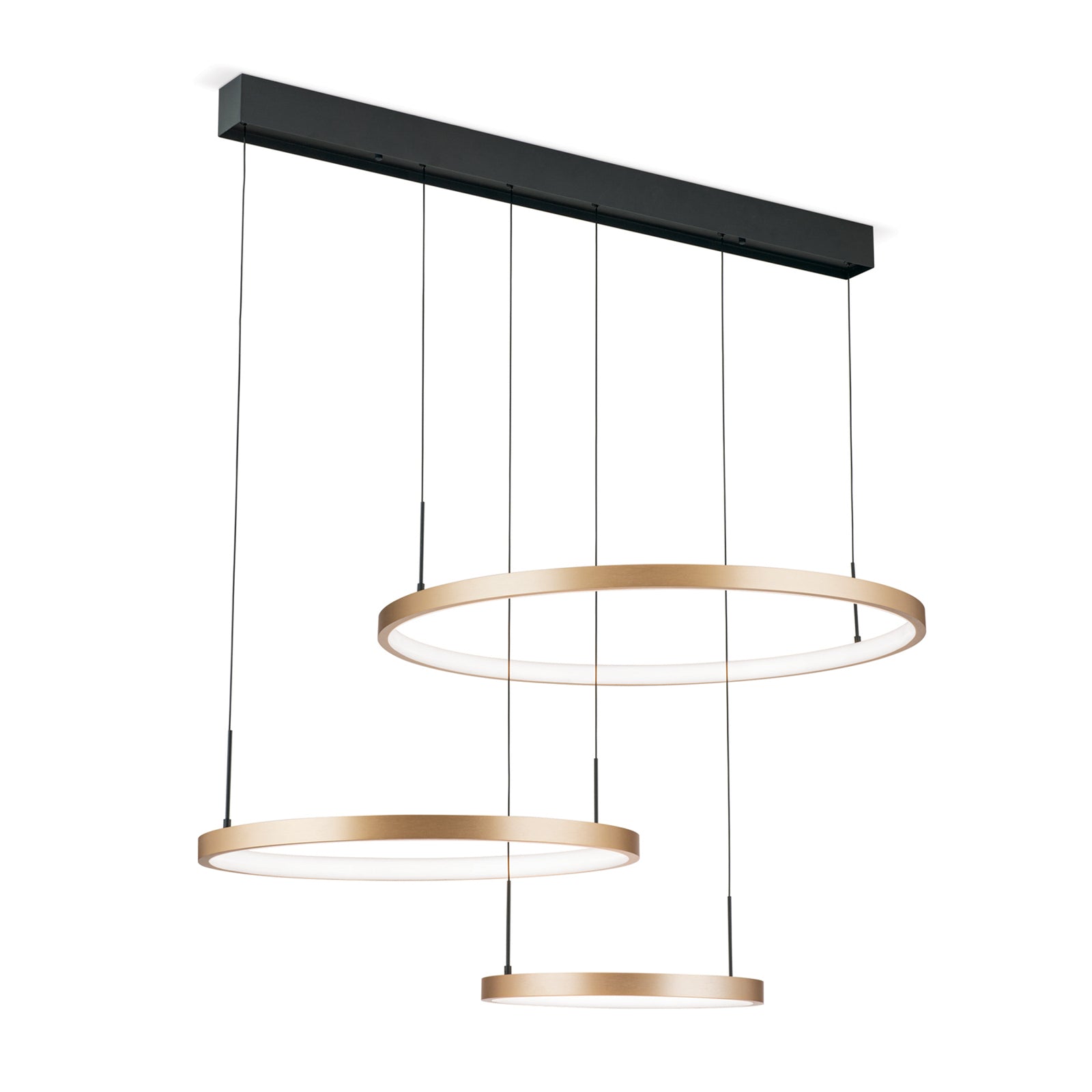 Detalj av LED pendellampe Sphere 3-lys svart/gull dimbar 85W - ORION