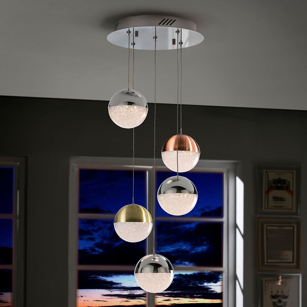 LED pendellampe Sphere 5-lys kuleformet dimbar forfra
