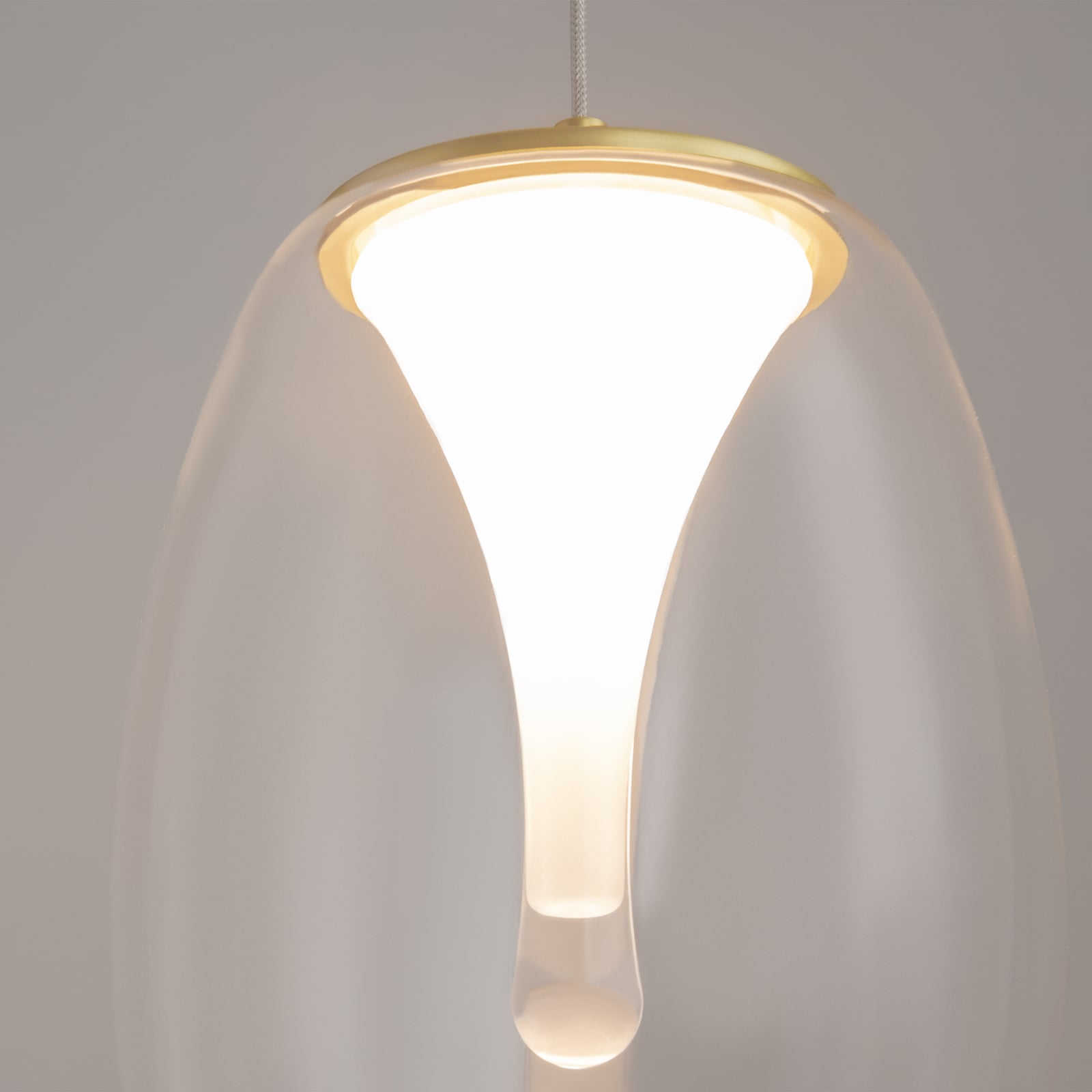LED pendellampe Splash glass klar nærbilde aluminium