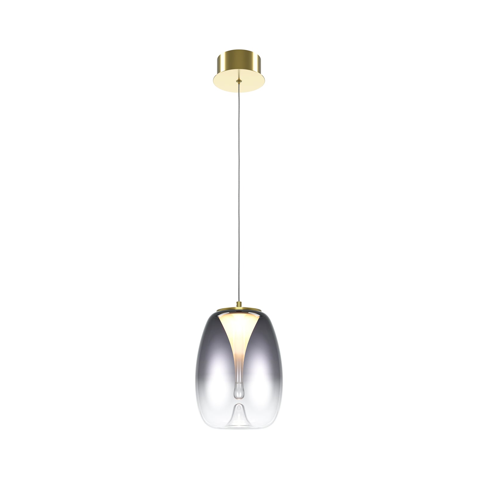 LED pendellampe Splash røykgrå glass Ø20 cm forfra