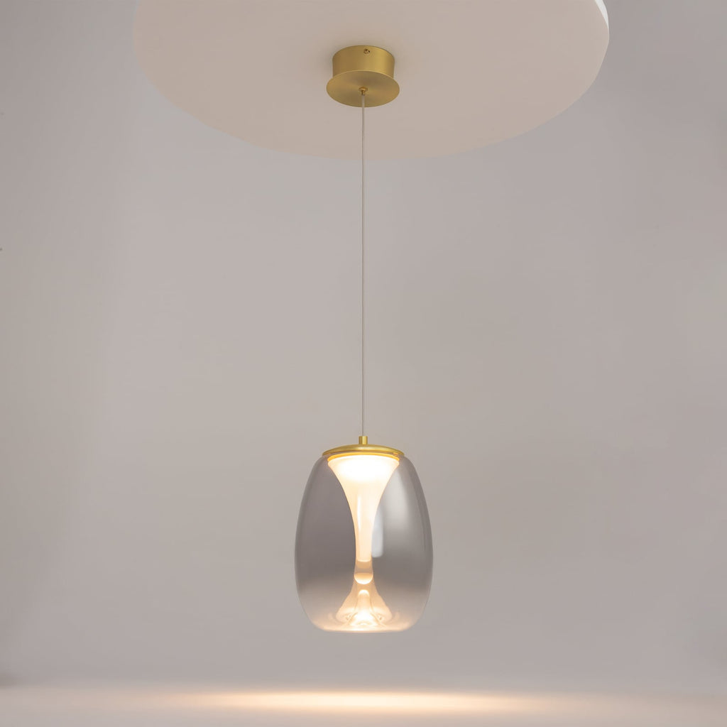 LED pendellampe Splash røykgrå glass Ø20 cm montert i rom
