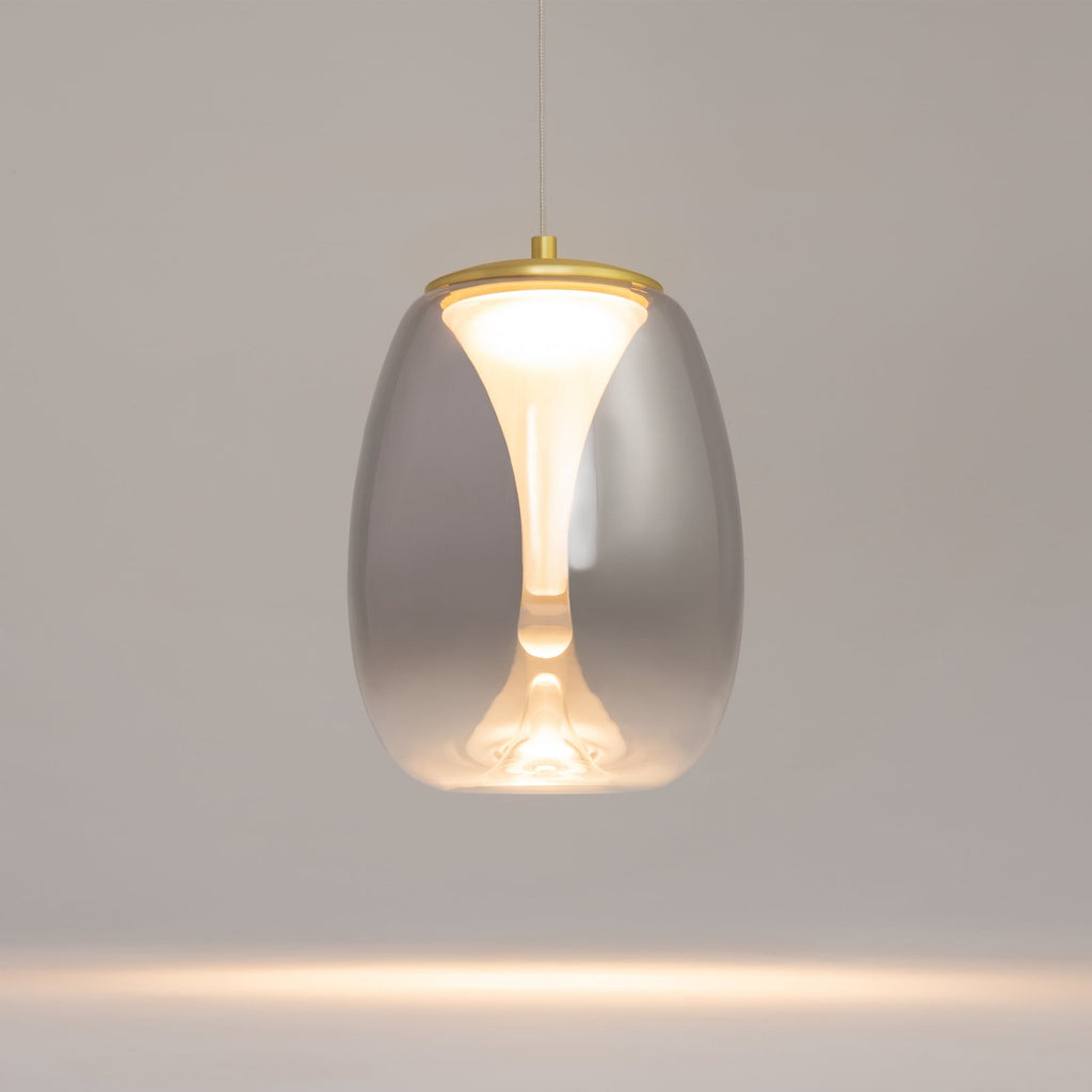 LED pendellampe Splash røykgrå glass Ø20 cm fra siden