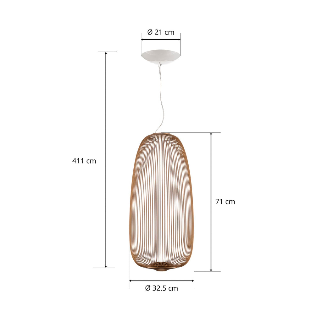 LED pendellampe Spokes 1 dimbar kobber Ø32,5 cm - Foscarini