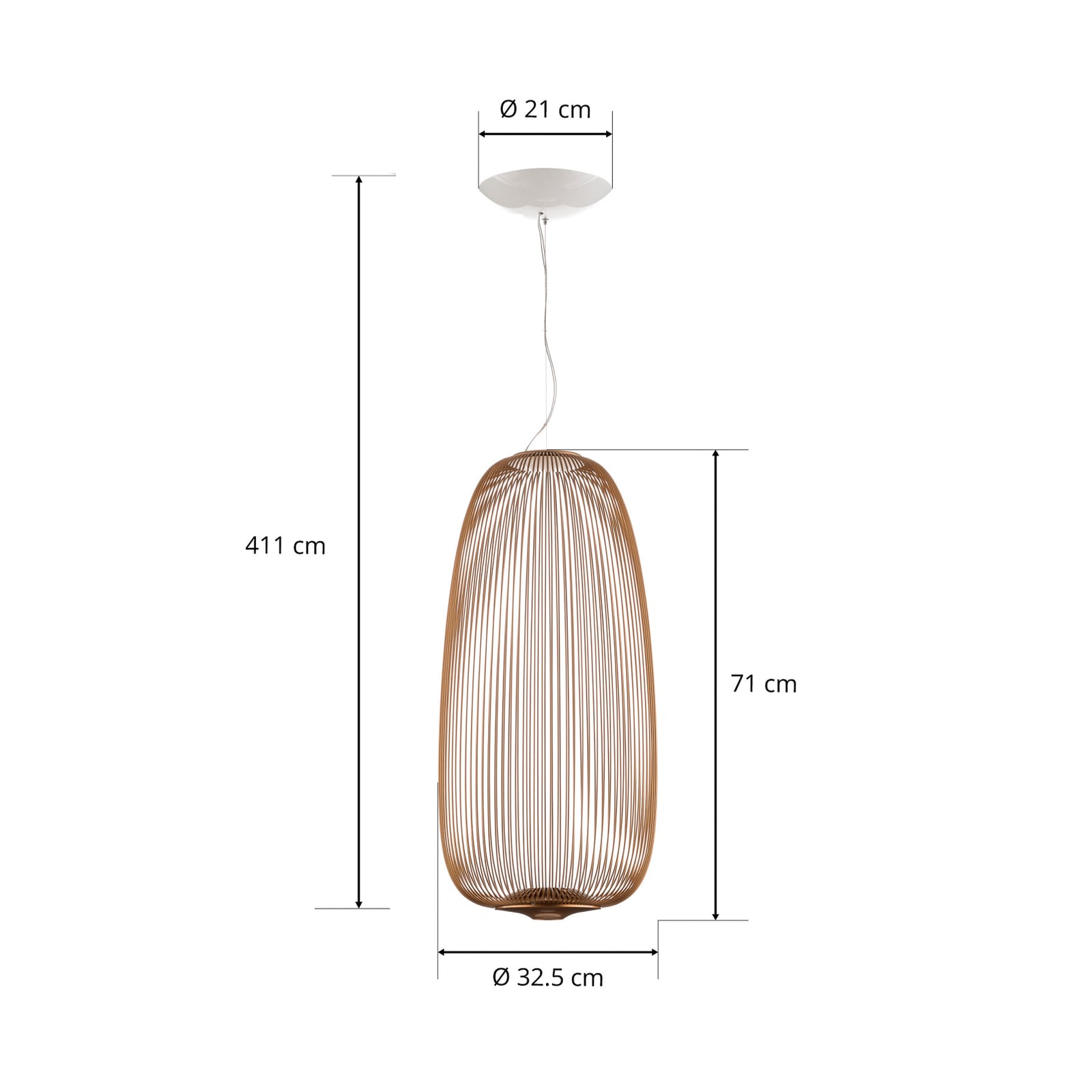 LED pendellampe Spokes 1 dimbar kobber Ø32,5 cm - Foscarini
