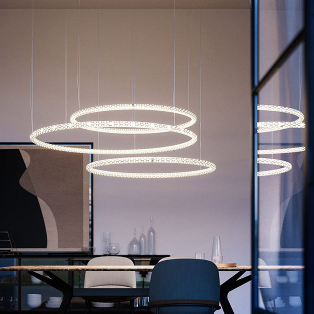 LED pendellampe Squiggle H1 hvit aluminium Ø69 cm bakside