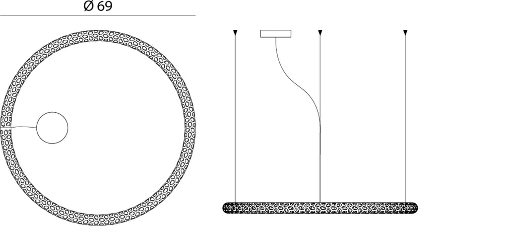 LED pendellampe Squiggle H1 hvit aluminium Ø69 cm sideprofil