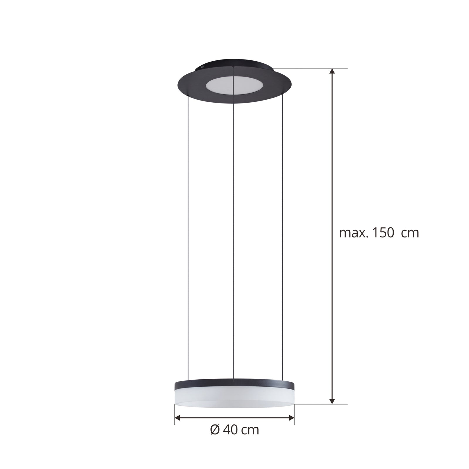 LED pendellampe Squillo dimbar svart montert i rom