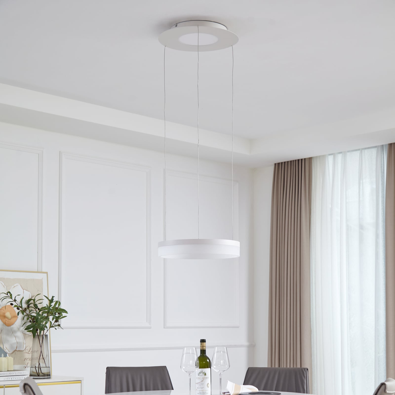 LED pendellampe Squillo ring hvit Ø40 cm dimbar RGBW Tuya bakside