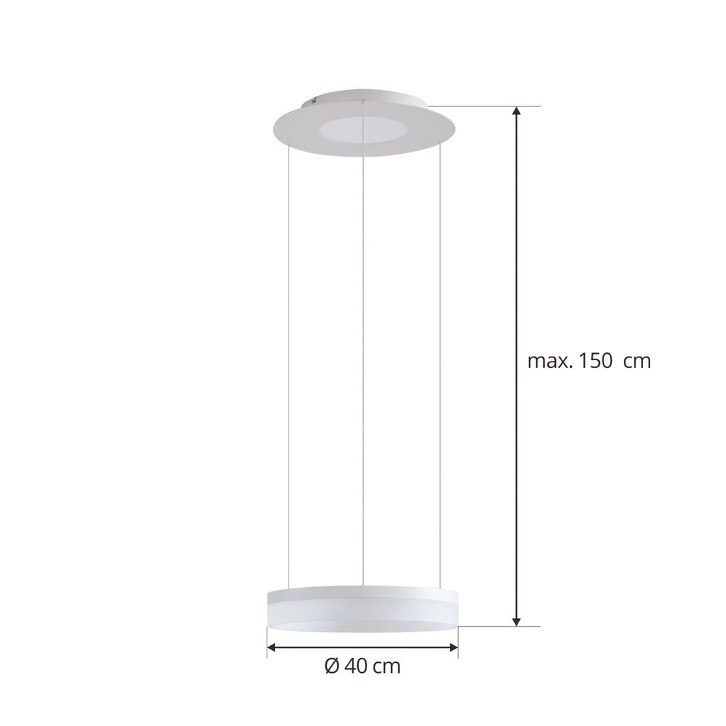 LED pendellampe Squillo ring hvit Ø40 cm dimbar RGBW Tuya montert i rom