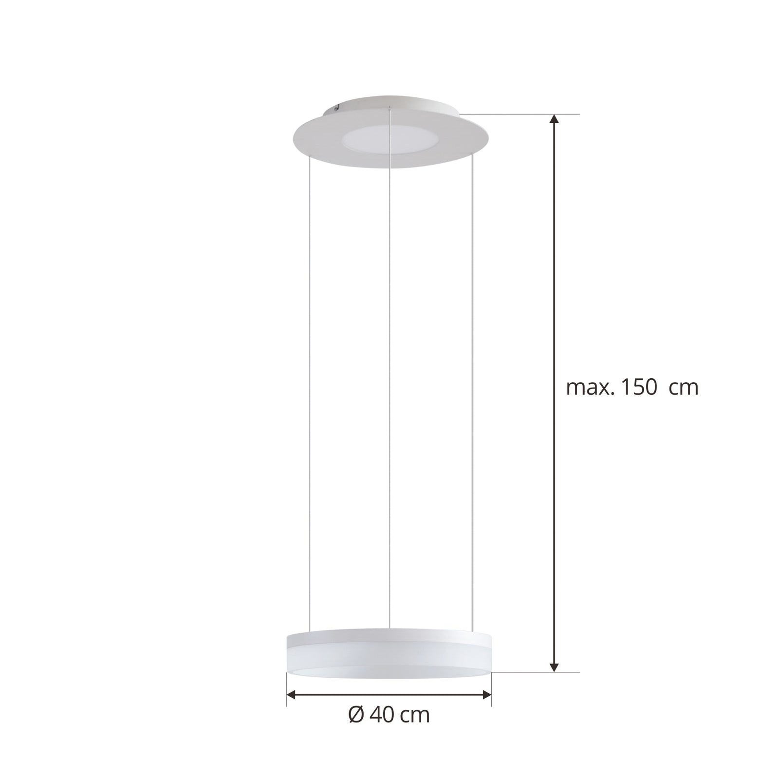 LED pendellampe Squillo ring hvit Ø40 cm dimbar RGBW Tuya montert i rom