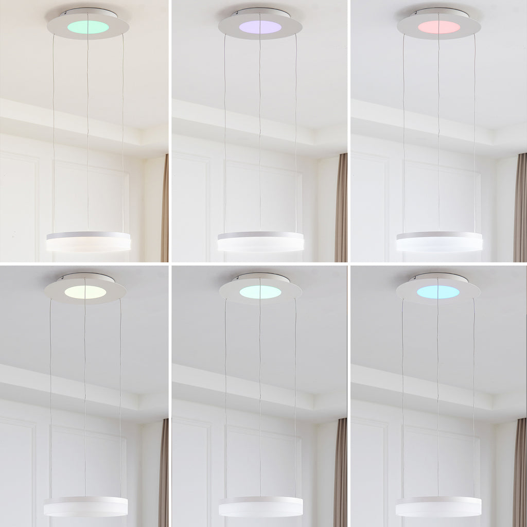 LED pendellampe Squillo ring hvit Ø40 cm dimbar RGBW Tuya fjernkontroll