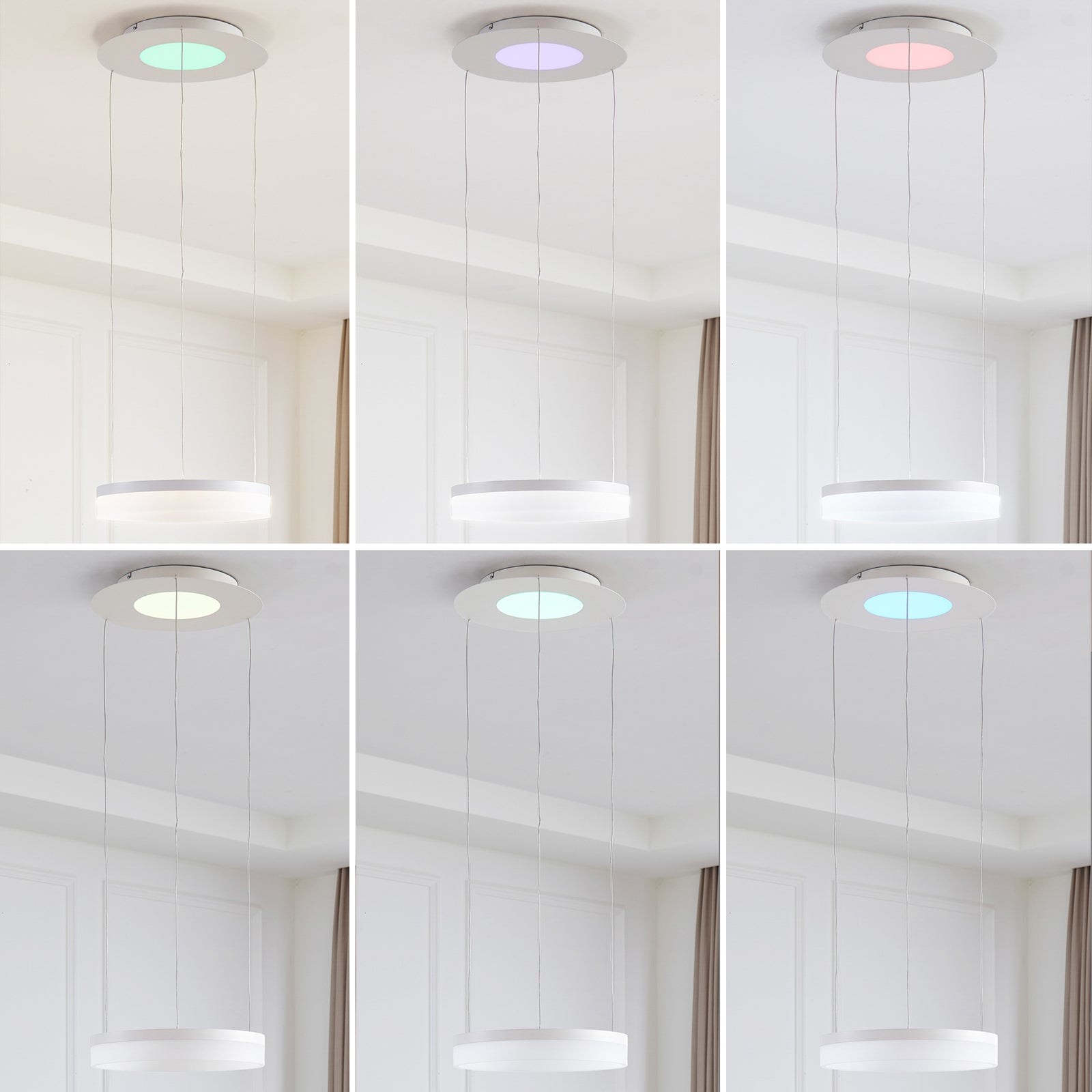 LED pendellampe Squillo ring hvit Ø40 cm dimbar RGBW Tuya fjernkontroll
