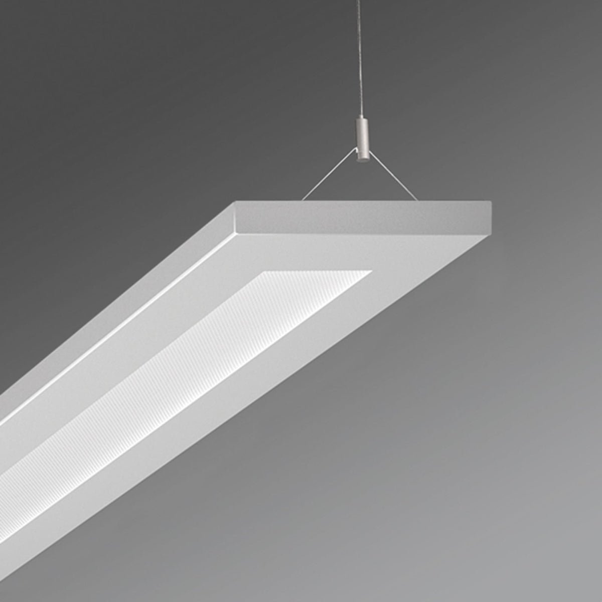 LED pendellampe Stail mikroprisma stål/akryl 32W 124 cm forfra