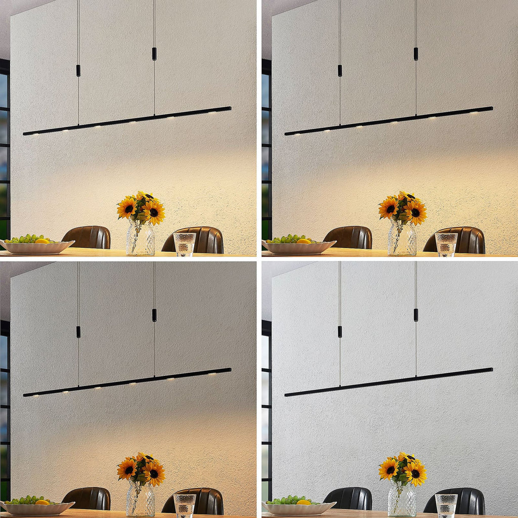 LED pendellampe Stakato 6-lys dimbar svart matt 140 cm design