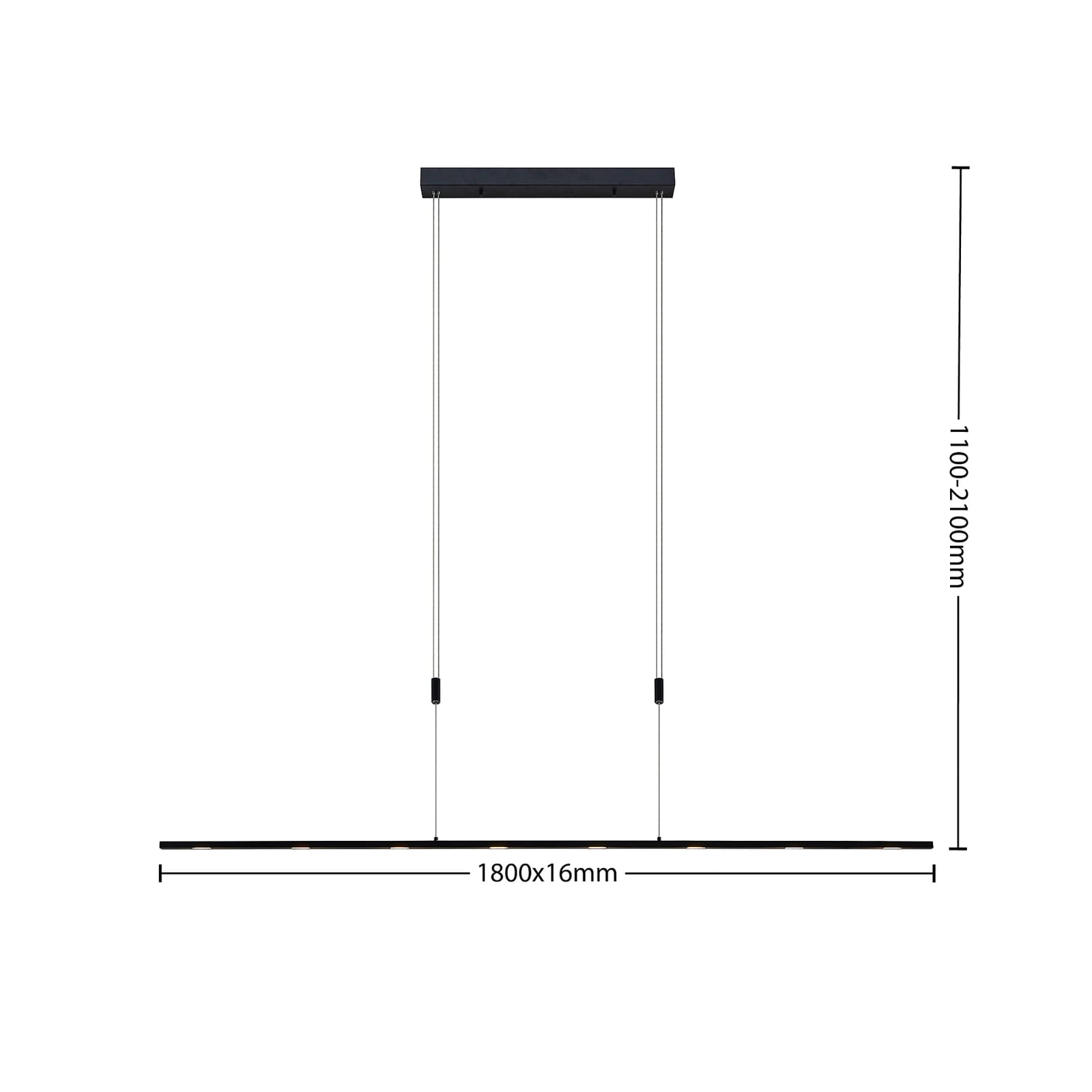 LED pendellampe Stakato 8-lys svart 180 cm dimbar montert over bord