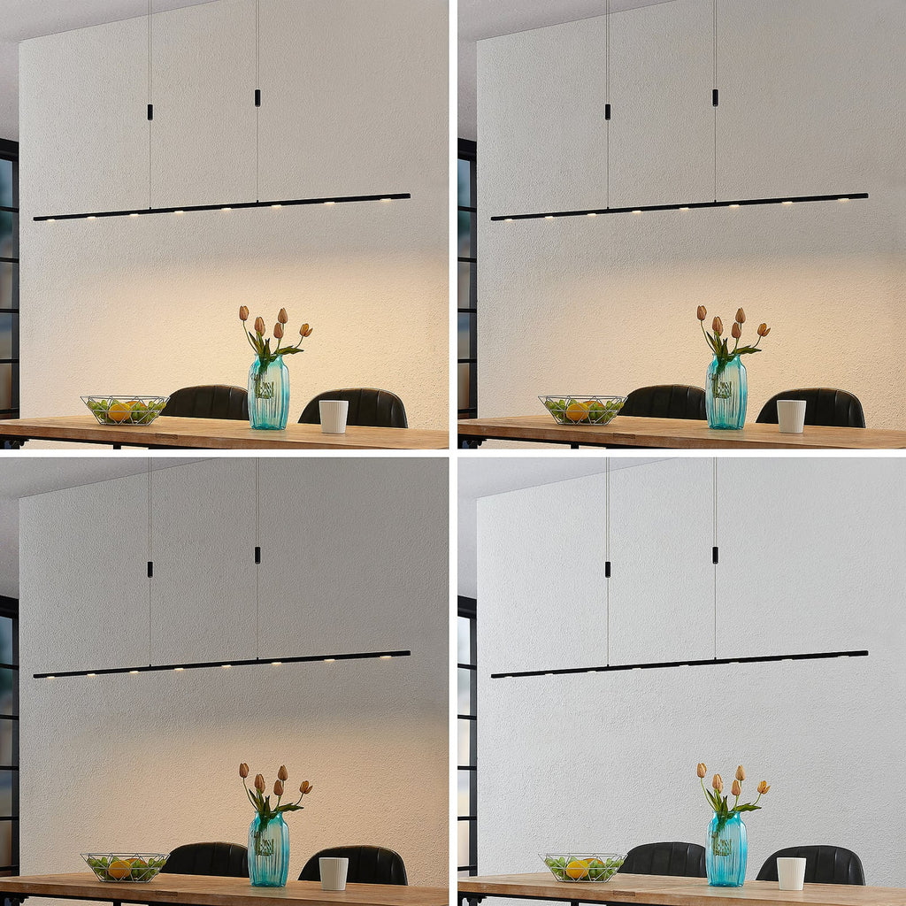 LED pendellampe Stakato 8-lys svart 180 cm dimbar veggbryter