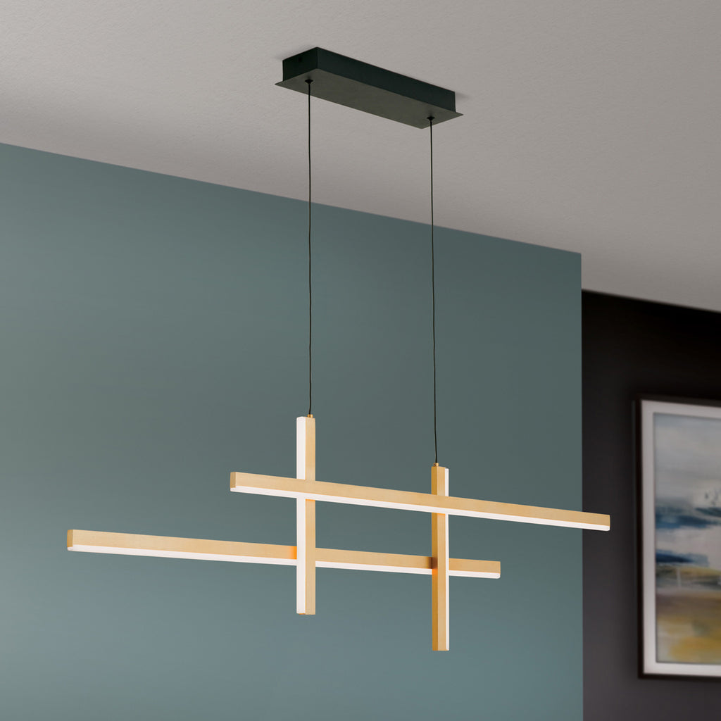 Bakside av LED pendellampe Stargate dimbar svart-gull