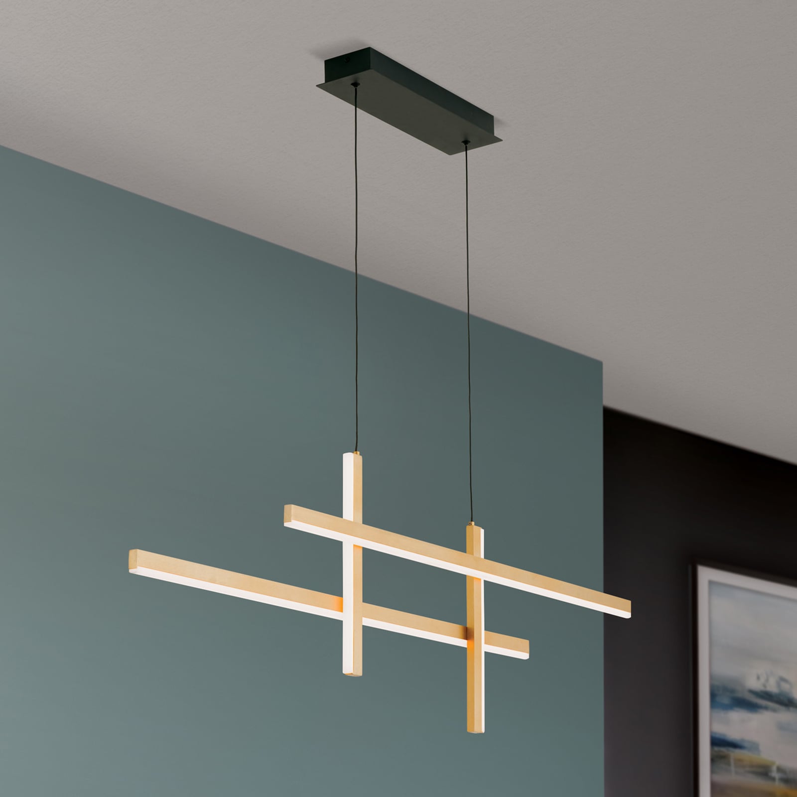 LED pendellampe Stargate dimbar svart-gull forfra