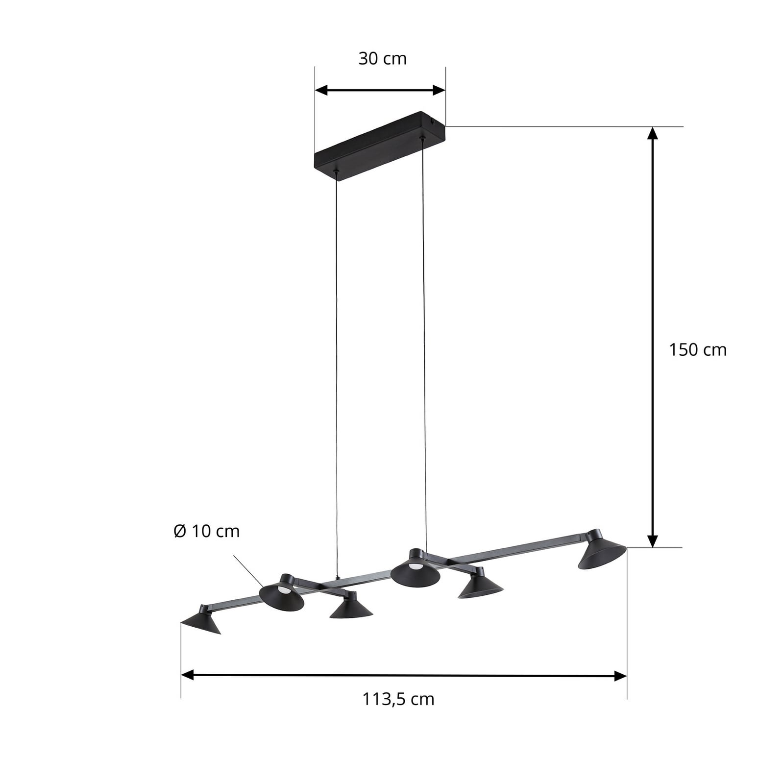 LED pendellampe Steve 6-lys svart detalj