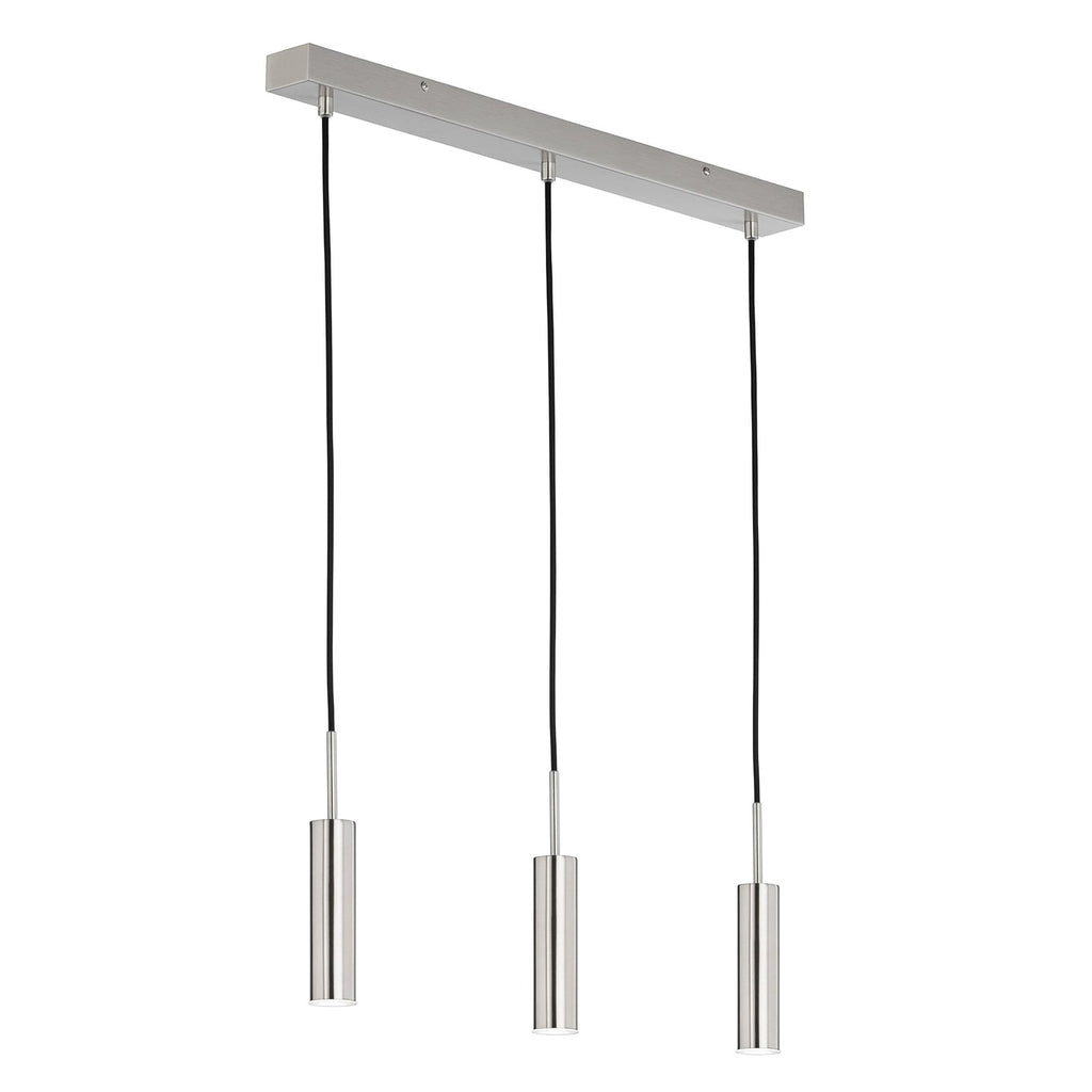 LED pendellampe Stina 3-lys nikkel 70 cm dimbar forfra