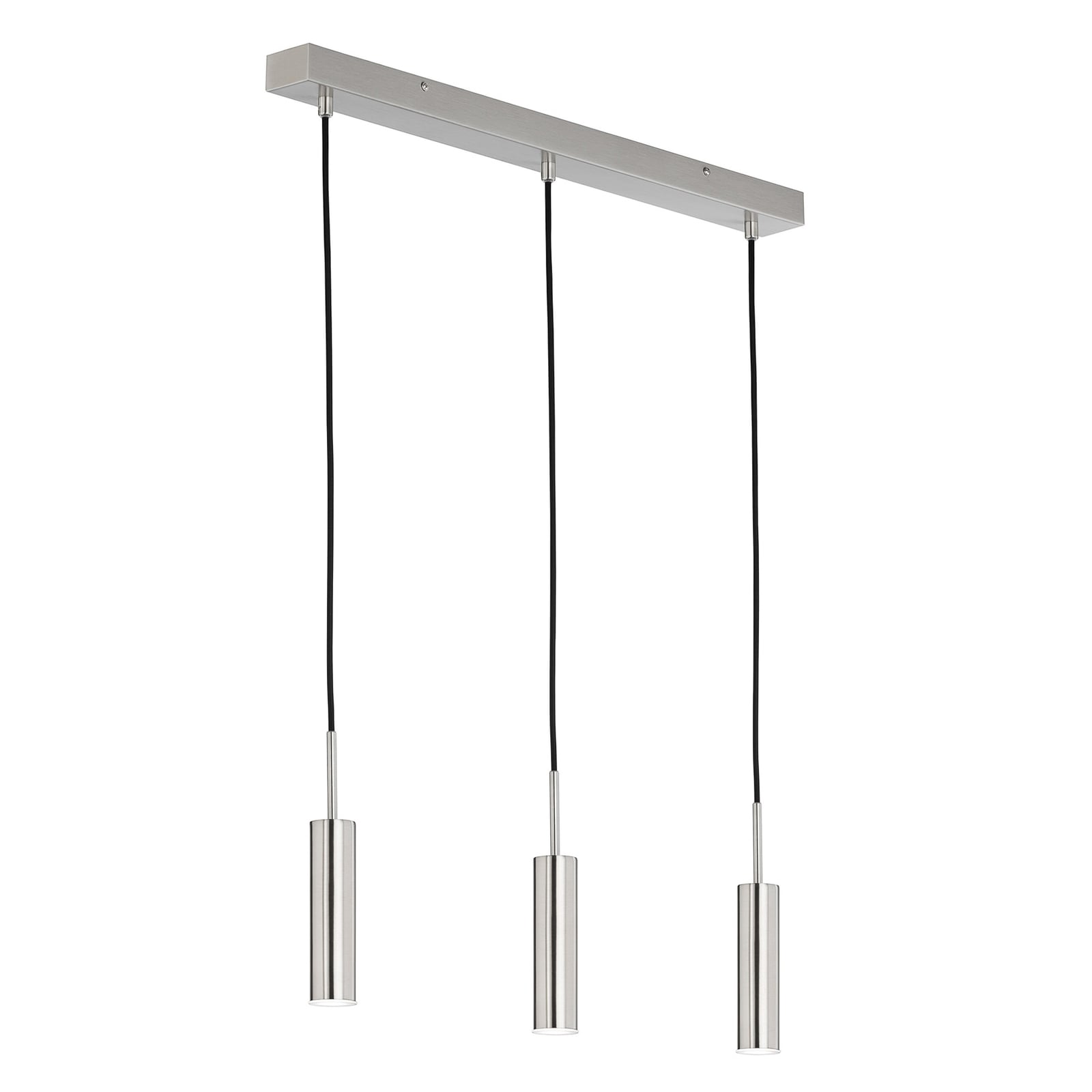 LED pendellampe Stina 3-lys nikkel 70 cm dimbar forfra