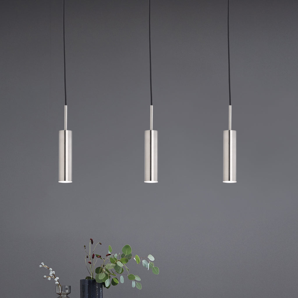 LED pendellampe Stina 3-lys nikkel 70 cm dimbar bakside