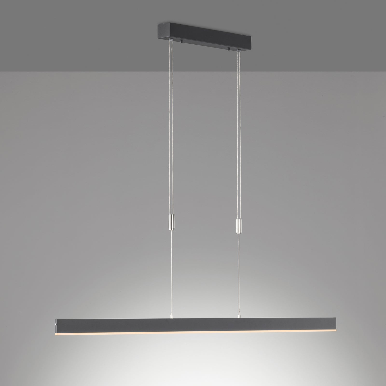 LED pendellampe Straight svart 140 cm dimbar CCT nærbilde av touch-dimmer