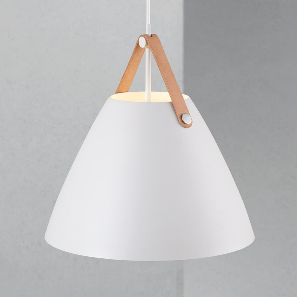 LED pendellampe Strap 36 metall dimbar Ø36 cm E27 hvit detalj lær