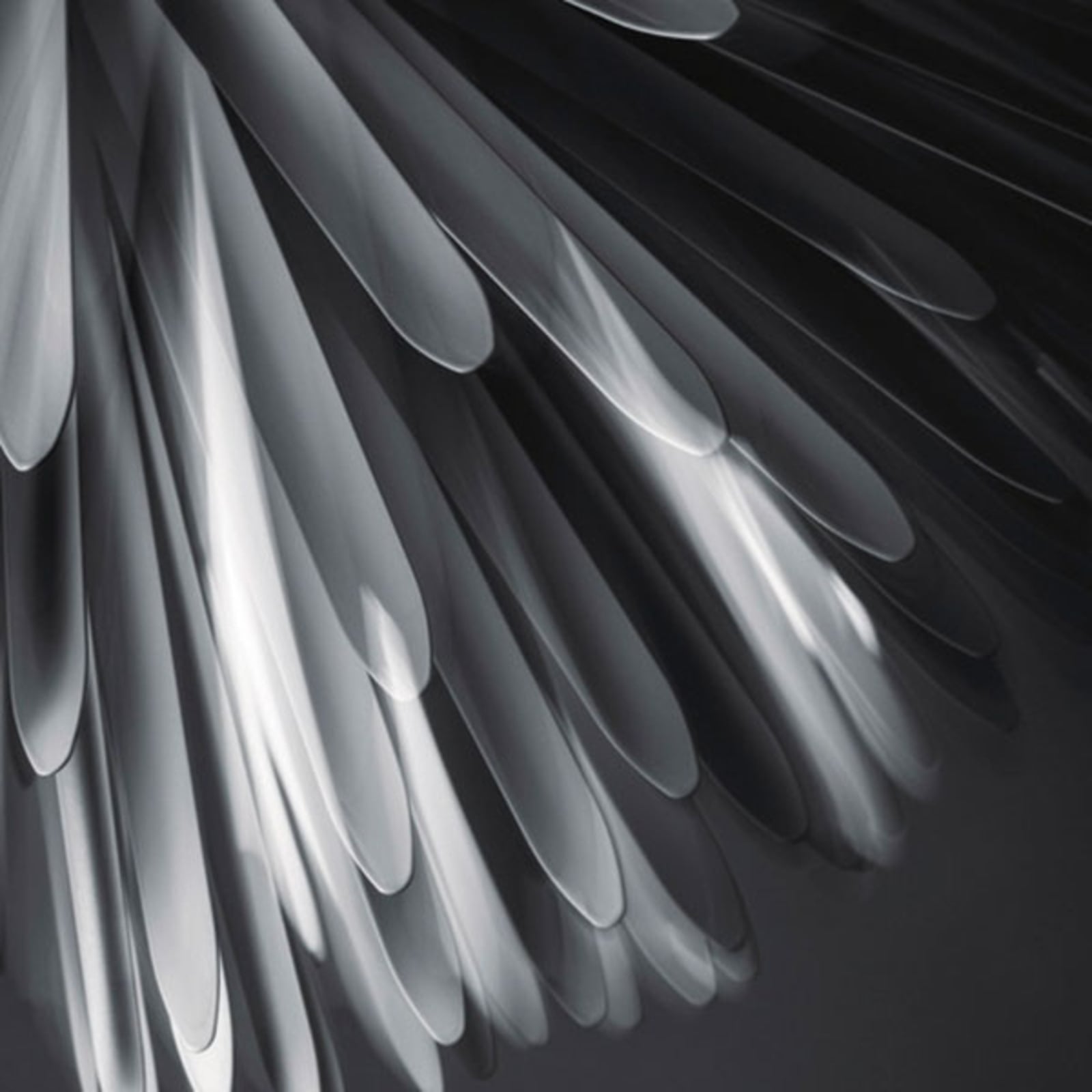 Nærbilde av design på LED pendellampe Sun - Light of Love Ø65 cm hvit