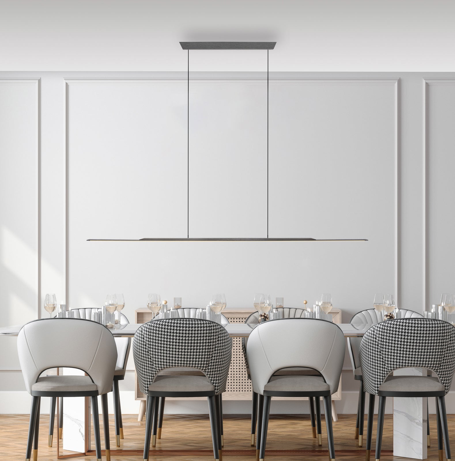 LED pendellampe Surface grå aluminium 160 cm dimbar 25W detalj av armatur