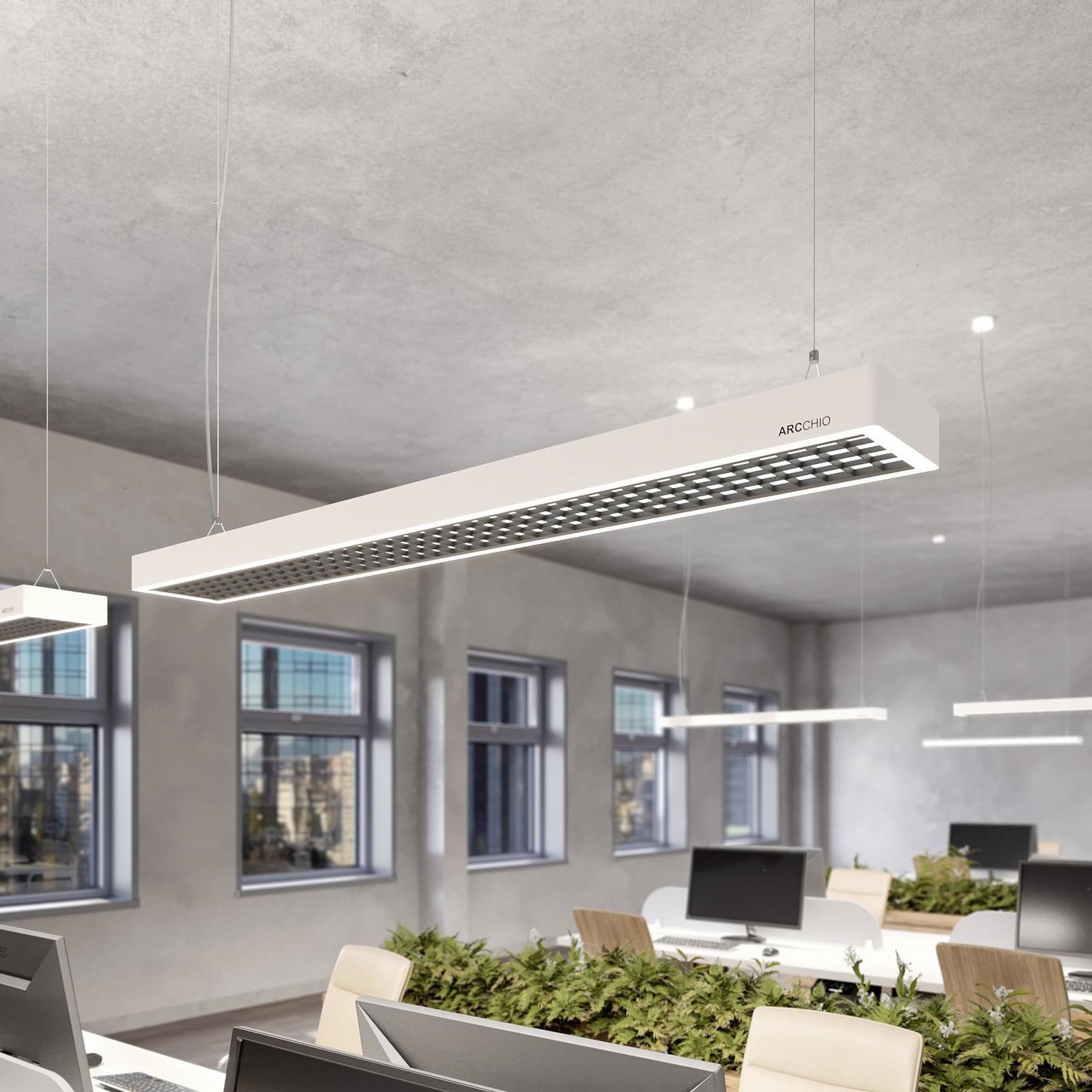 LED pendellampe Susi opp og ned dimbar DALI hvit 120 cm forfra