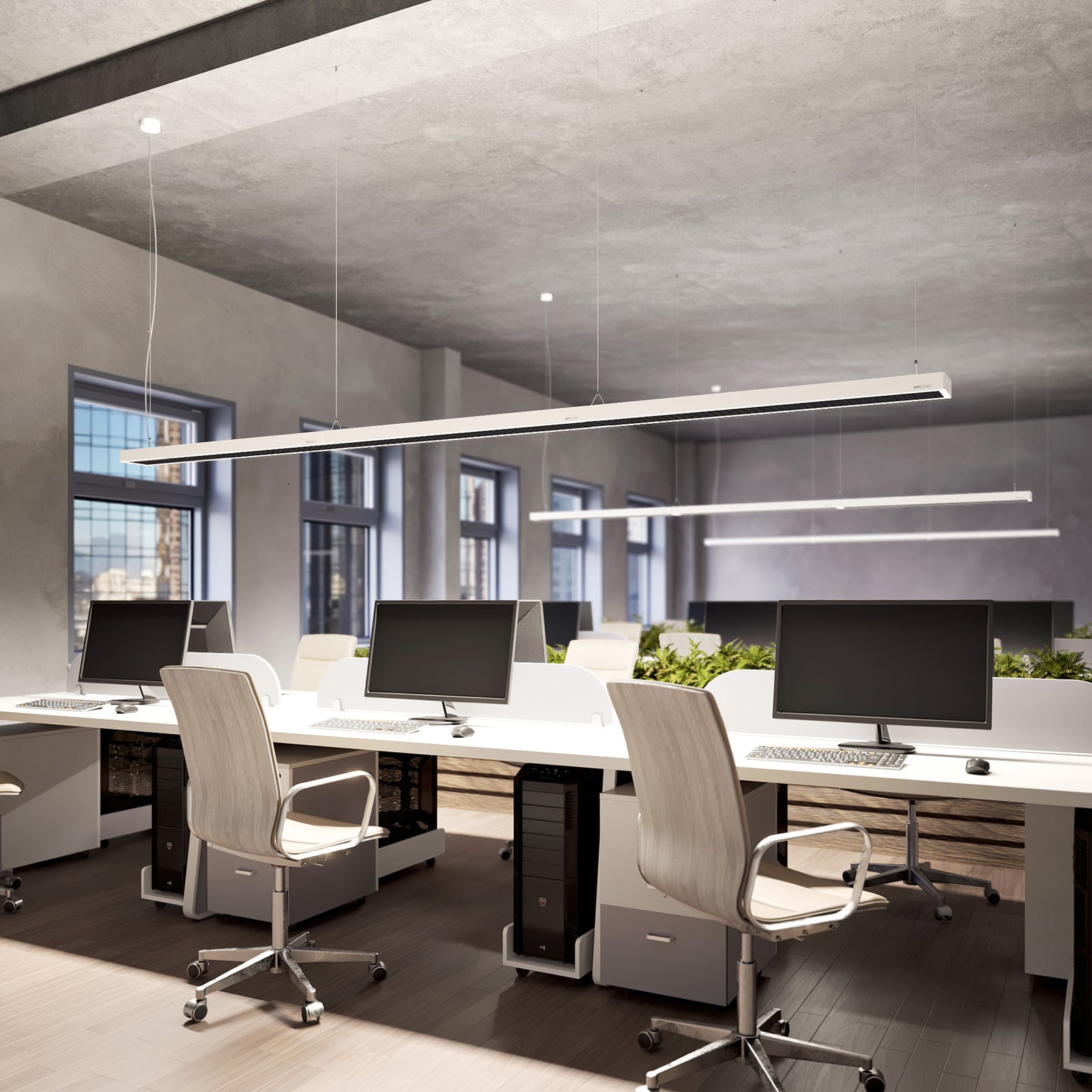 LED pendellampe Susi opp og ned dimbar DALI hvit 120 cm detalj