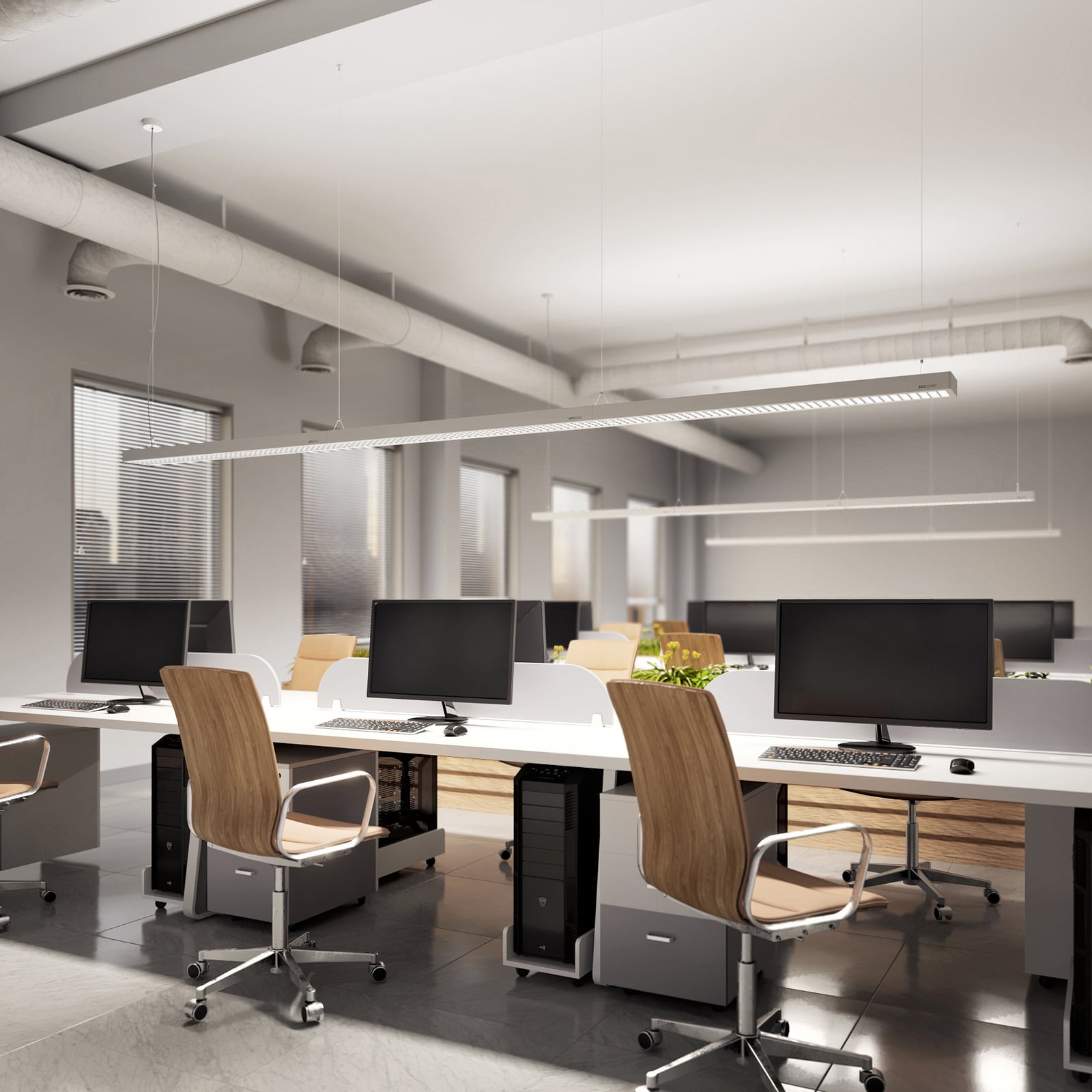 LED pendellampe Susi opp/ned sølv 120 cm detalj