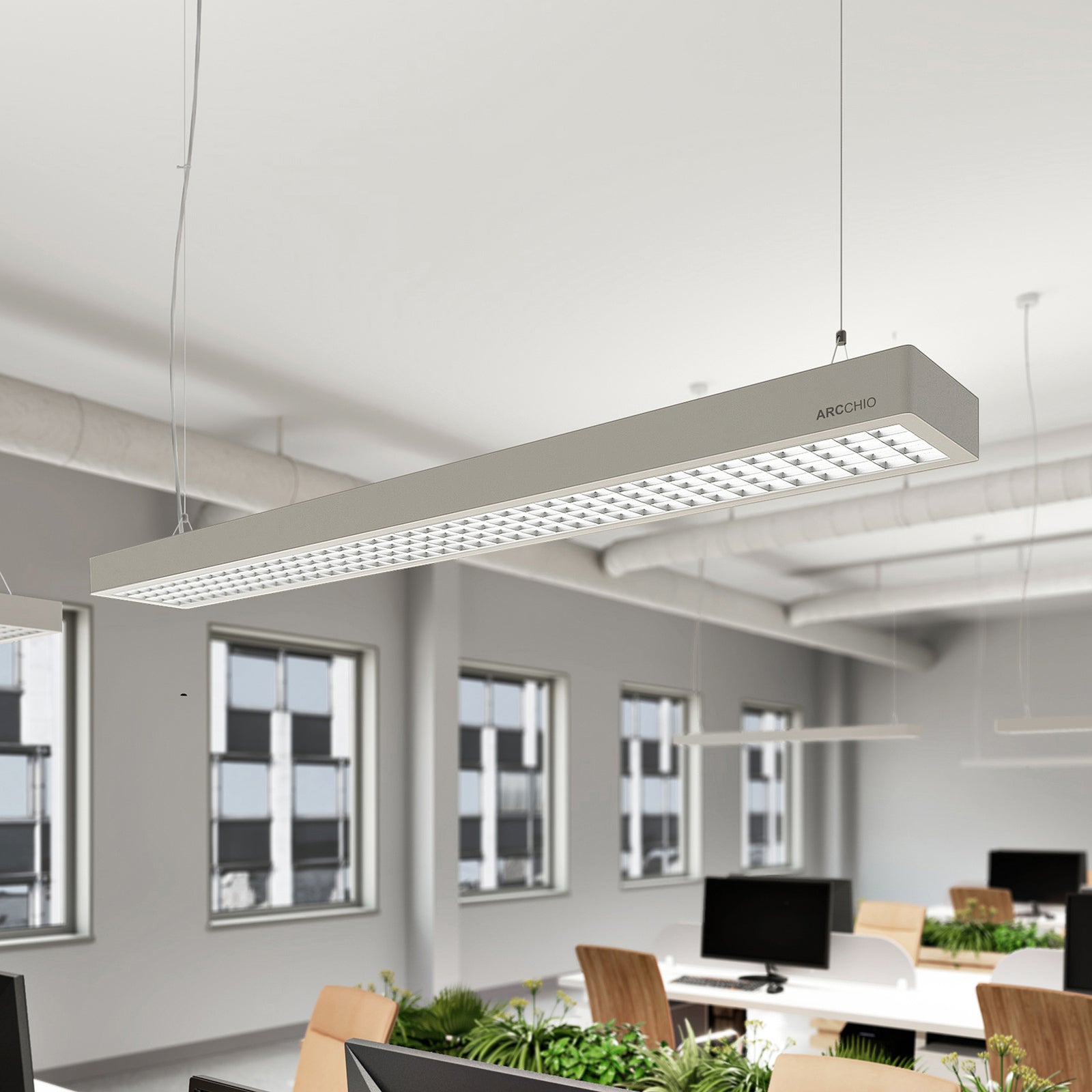 LED pendellampe Susi opp/ned sølv 120 cm forfra
