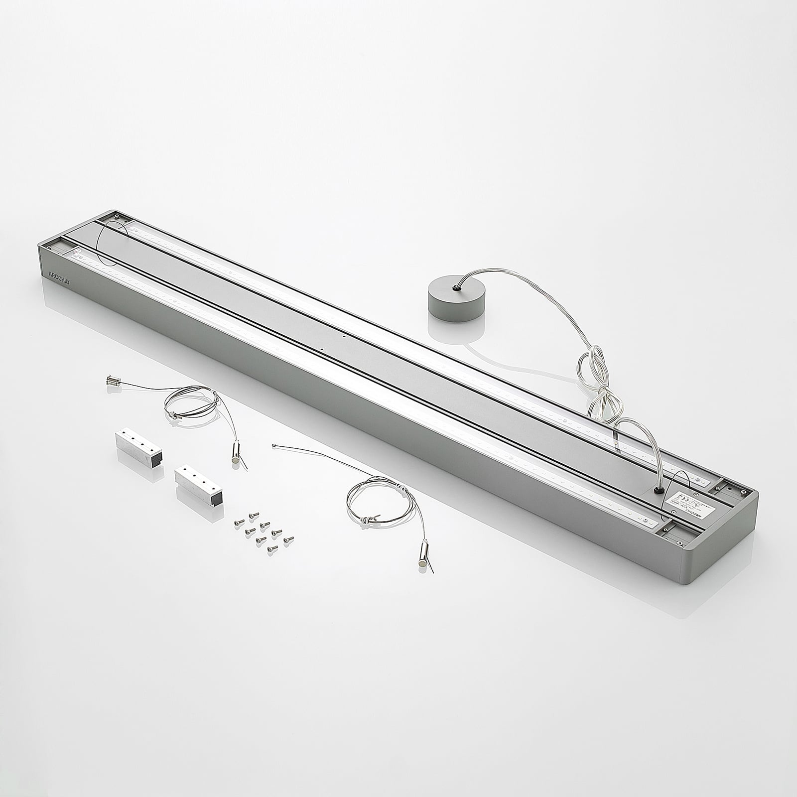 LED pendellampe Susi opp/ned sølv 120 cm lysdetalj