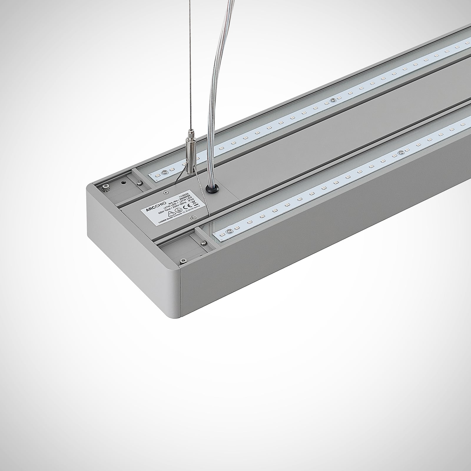 LED pendellampe Susi opp/ned sølv 120 cm nærbilde
